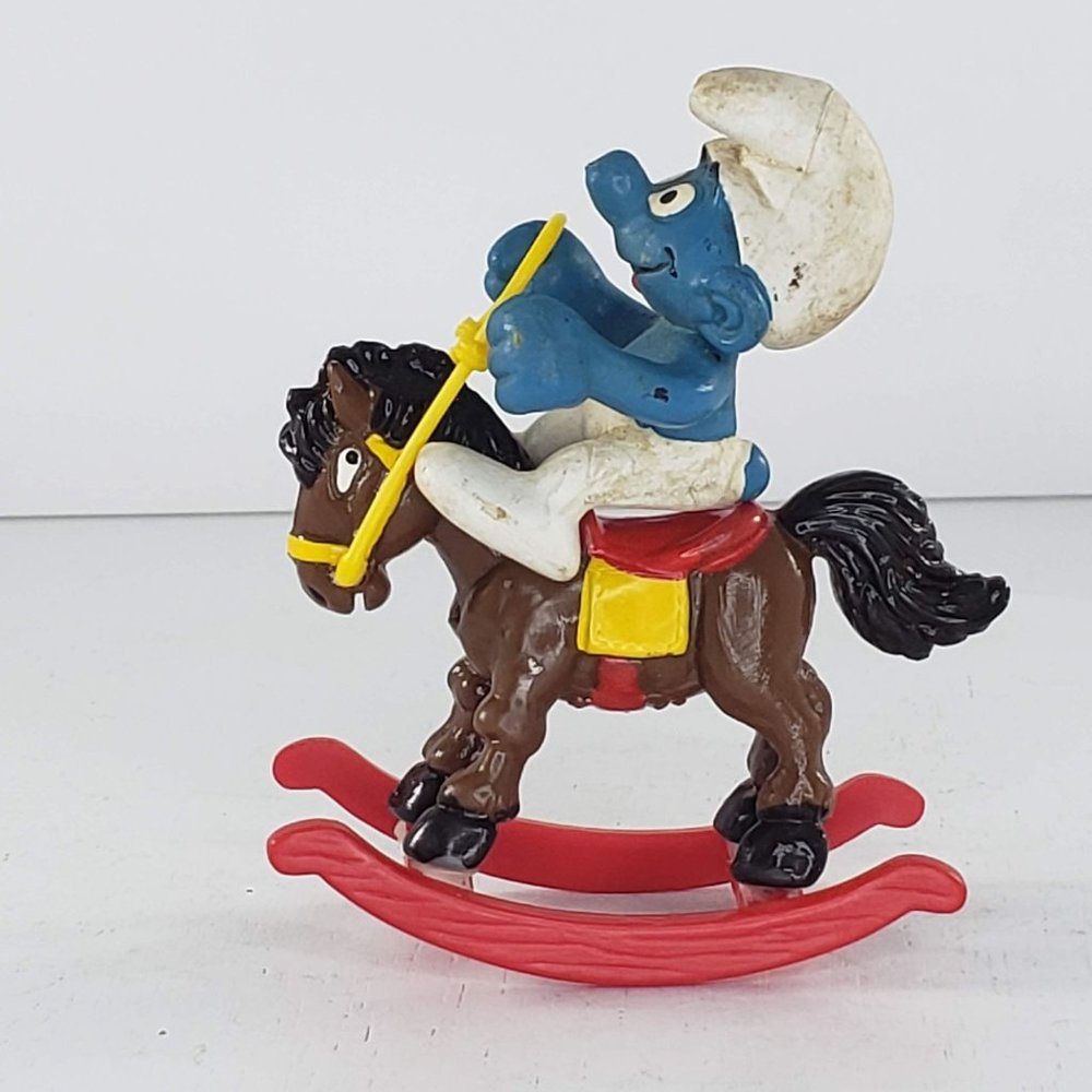 Vintage Super Smurf Rocking Horse Rider Set 40221 Peyo Schleich 1981
